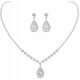  WOMEN'S CRYSTAL NECKLACE with Silver Cubic Zirconia with Hanging Earrings