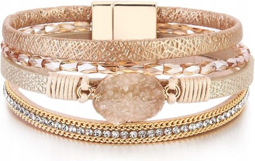  Boho Leather Wrap Bracelets Bohemian Crystal Bracelets Trendy Layered