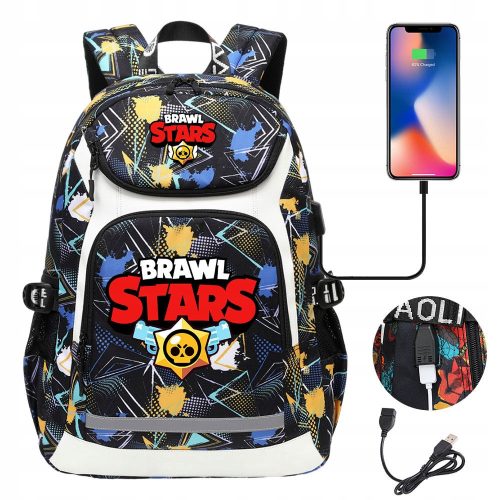  2024 NEW A4 BACKPACK Brawl Stars WATERPROOF HIGH CAPACITY USB PATTERN