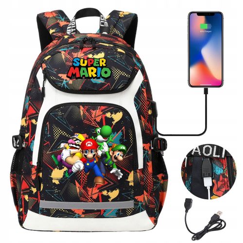  2024 NEW A4 BACKPACK Super Mario WATERPROOF USB PATTERN HIGH CAPACITY-8