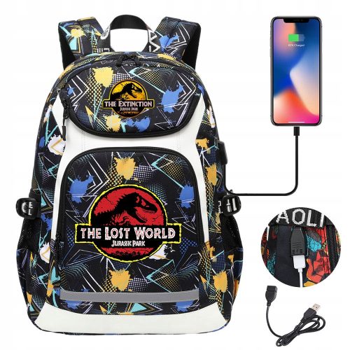  LARGE WATERPROOF USB BACKPACK JURASSIC PARK WORLD, NEW DESIGN, HIGH CAPACITY-5