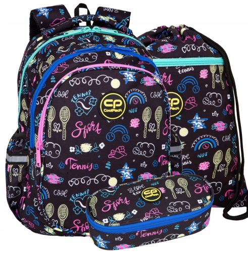 Girls' Tennis Star School Backpack Set with Pencil Case & Drawstring Bag - CoolPack Collection