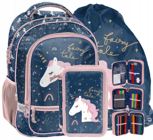 Unicorn School Backpack Set for Girls 1st to 4th Grade with Accessories