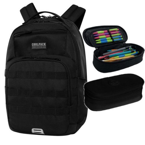  CoolPack multi-compartment school backpack, black, 27 l + CoolPack pencil case