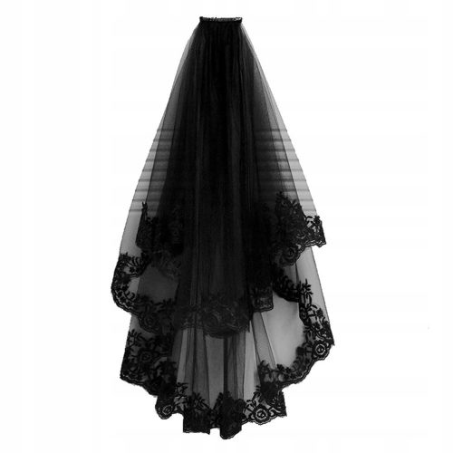  Halloween costume black long veil Black veil