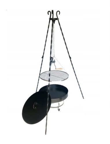  GARDEN GRILL TRIPOD GRID CHROME + FIREPLACE 60cm