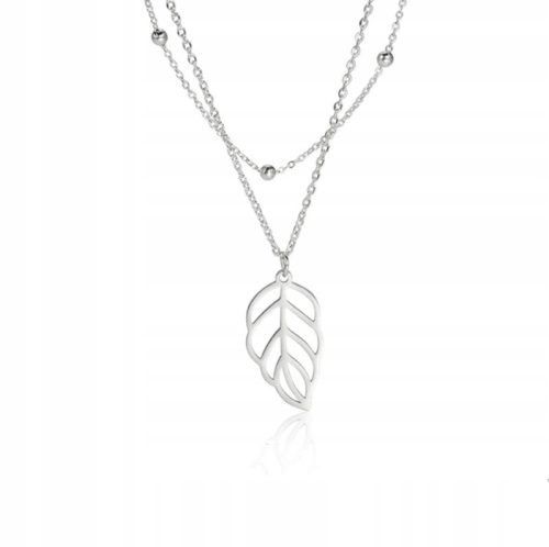  Necklace surgical steel silver double layered LEAF