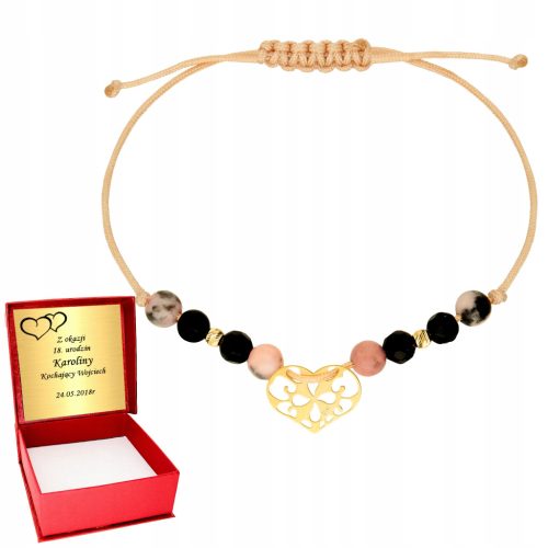  Gold bracelet 585 Heart Balls GOLD 14K string stones Happiness