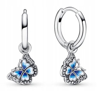  Blue butterfly zircons hanging earrings s925