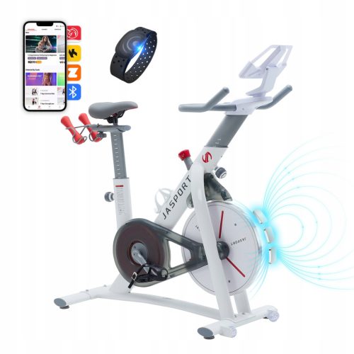  JASPORT S3 - Smart indoor exercise bike, compatible with Kinomap and Zwift, white