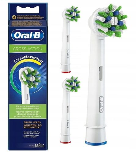  Oral-B CrossAction EB-50-3 electric toothbrush heads, 3 pieces