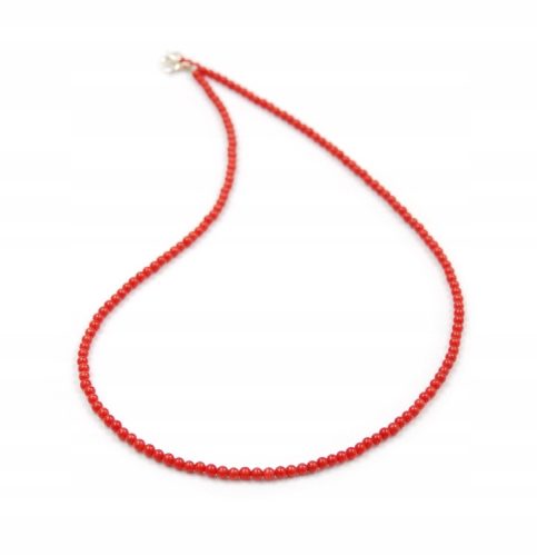  Necklace red CORAL natural balls 3mm 60CM