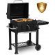  Large BBQ charcoal garden grill with lid and shelves, portable with handle