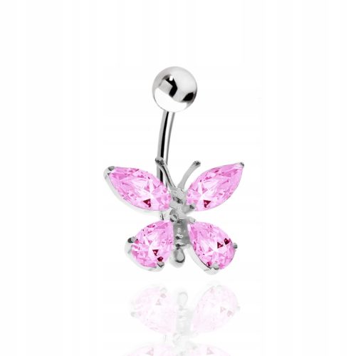  Silver belly button ring surgical steel butterfly zircons silver 925 LAPRII