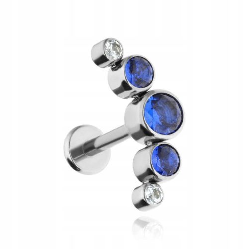  Titanium labret cluster earring with blue zircons - silver 1.2/8