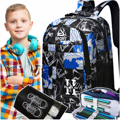 Durable and Spacious School Backpack Set with Shoe Bag and Pencil Case