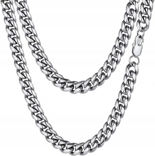  WIDE MEN'S CHAIN SILVER PANCER CHAIN 8 MM 60 CM DIAMOND