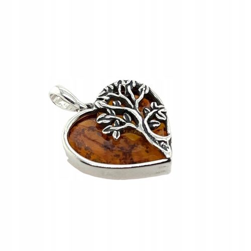  Silver pendant with amber Silver PENDANT heart tree FILM