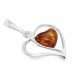  Silver pendant with amber heart made of silver delicate pendant FILM we have