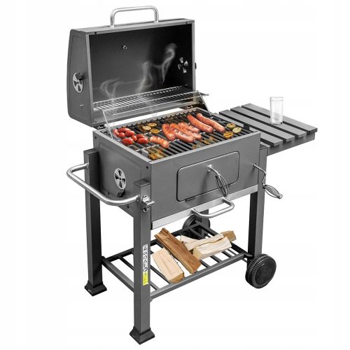  Large garden charcoal grill with ADJUSTMENT and cover CAST IRON GRATE Mega-M