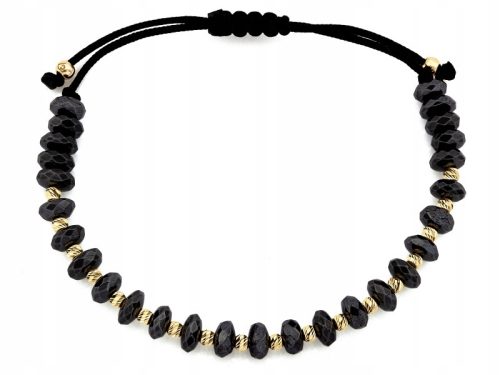  Bracelet gold 585 women's balls and hematites on a black string as a gift