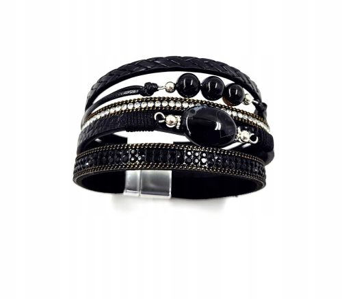  Bracelet with magnetic strap, stone, black