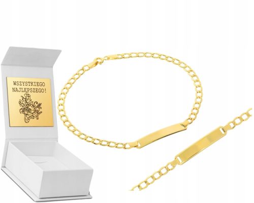  GOLD BRACELET WITH PLATE FOR ENGRAVING 585 GIFT 20 CM