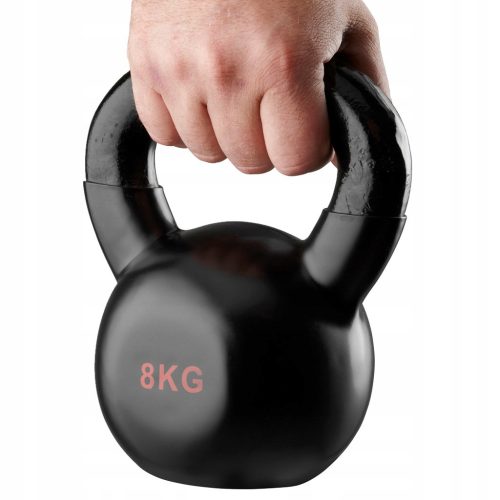  KETTLEBELL 8kg CAST IRON Dumbbell Fitness Ball Weight RUBBER COVERED Black