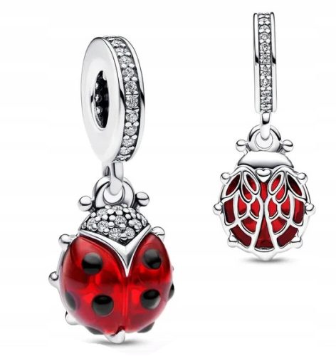  Hanging Charm Pendant Silver 925 Glass Ladybug Zircons FREE