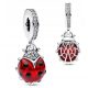  Hanging Charm Pendant Silver 925 Glass Ladybug Zircons FREE