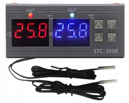  STC 3008 Digital temperature controller with 2 sensors, relays