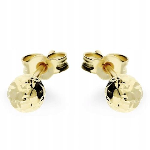  Earrings gold balls engraved 4mm/stud 375