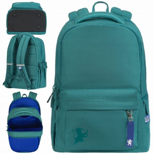 Oxford Youth School Backpack with Triple Compartments, 45x30 cm, Durable and Spacious - Dark Green