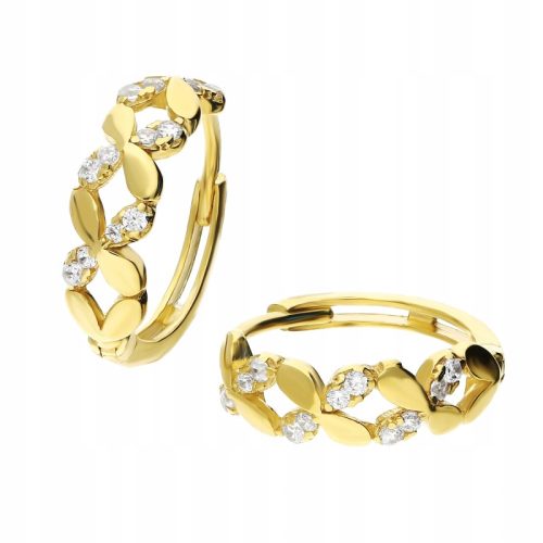  12 mm gold hoop earrings with zircon flowers/585 clasp