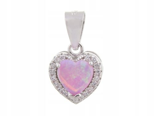  BEAUTIFUL RHODIUM-PLATED SILVER PENDANT WITH OPAL HEART