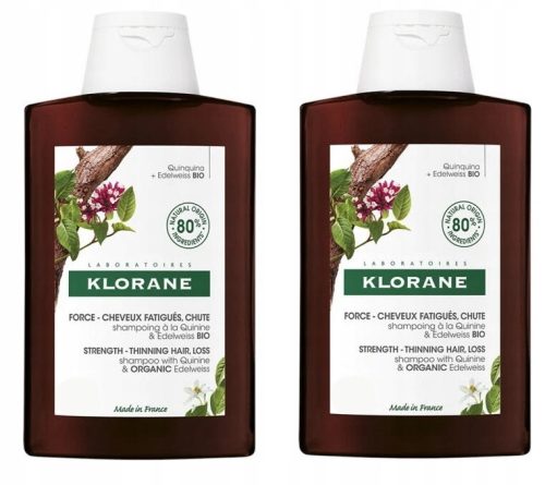 Klorane Quinine & Organic Edelweiss Shampoo for Thinning Hair, 400ml Dual Pack