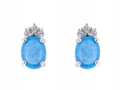  BEAUTIFUL RHODIUM-PLATED SILVER EARRINGS WITH OPAL!!!