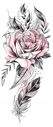  WOMEN'S TEMPORARY TATTOO, WASHABLE, ROSE, FLOWER, PLANTS, FEATHERS, LIKE A REAL ONE