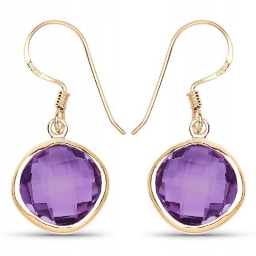  SILVER GOLD PLATED EARRINGS WITH AMETHYST