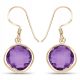  SILVER GOLD PLATED EARRINGS WITH AMETHYST