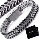  Beautiful men's bracelet, steel, leather, HIGHEST QUALITY VERSATILE PREMIUM