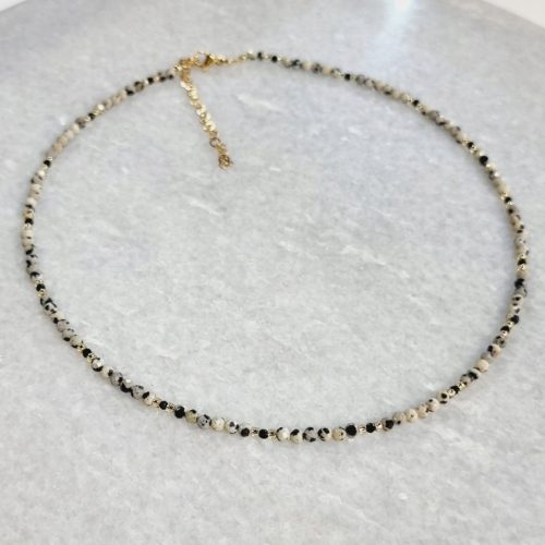  Choker necklace dalmatian jasper natural stones trendy