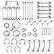  Piercing set mix 45 pieces of earrings made of surgical steel 316L m03