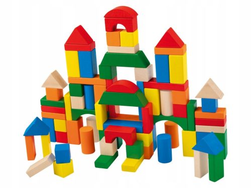  WOODEN BLOCKS SET 80 PCS PUZZLE CITY EDUCATIONAL COLORFUL CASTLE