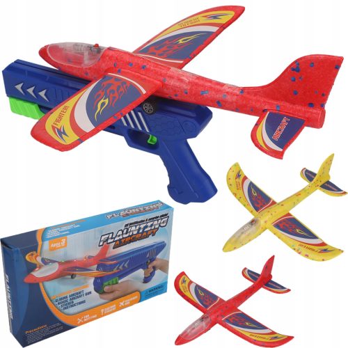  AIRPLANE LAUNCHER GUN WITH LED LIGHT 33CM 3-PACK SET 2 FLIGHT MODES