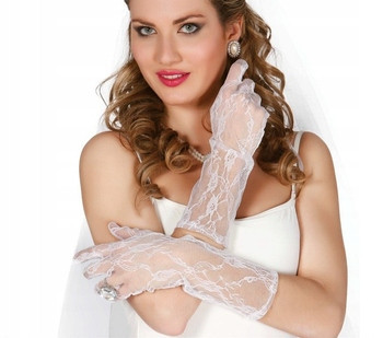  Long lace gloves, white women's gloves