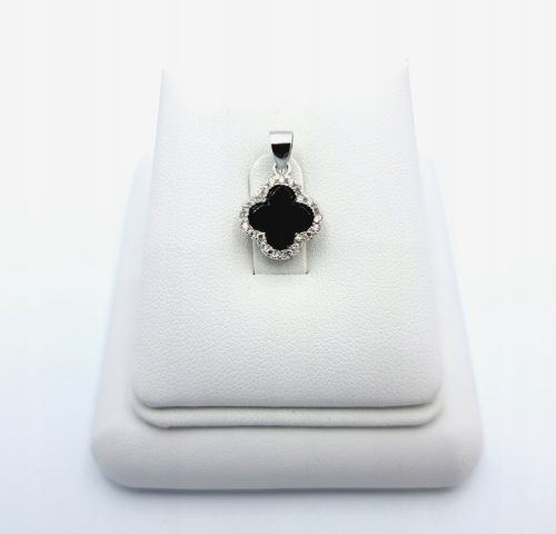  Pendant Silver 925 Black Onyx Zircons - Clover Clover