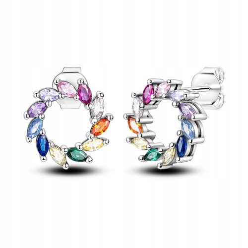  Silver Hoop Earrings 925 Colored Zircons Free