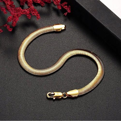  Bracelet weave snake tape covered with 18K gold 6mm 20 cm + free