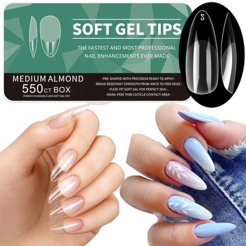  SOFT GEL TIPS SOFT GEL TIPS FOR GEL 550 PCS MEDIUM ALMOND